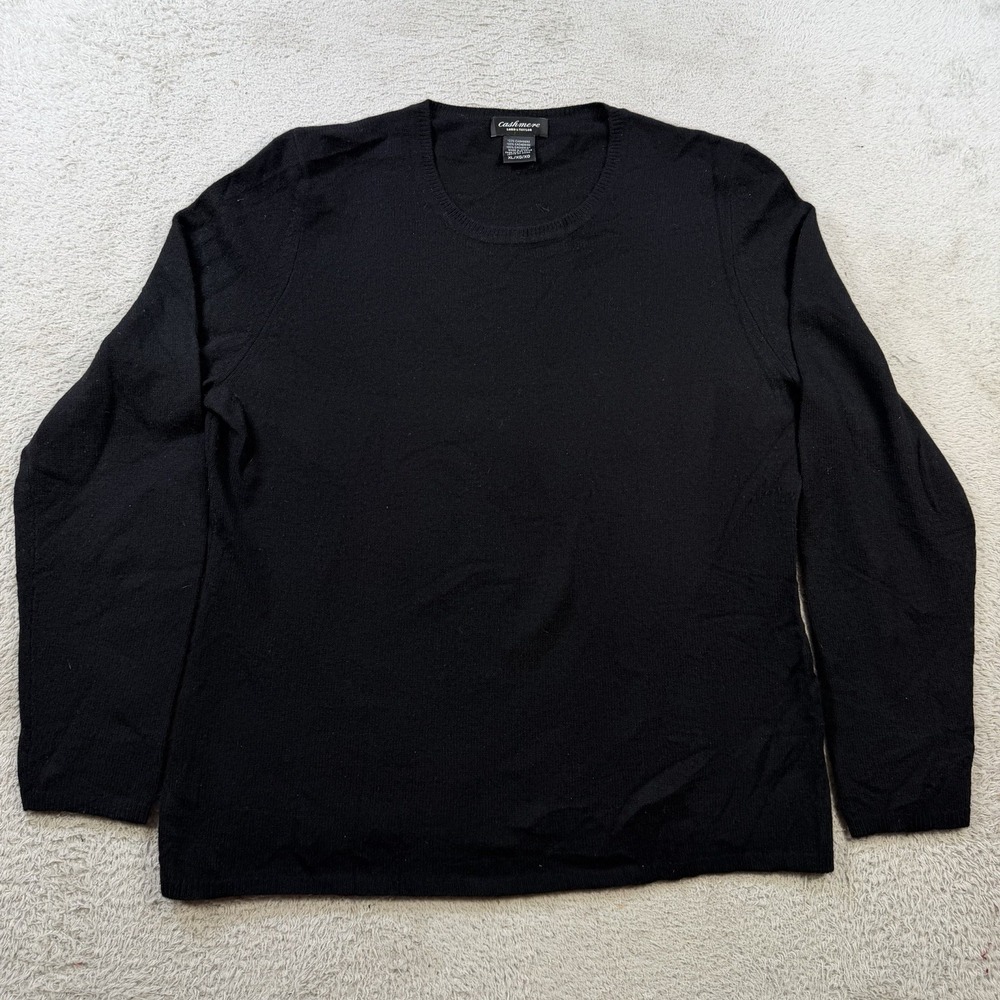 Lord & Taylor Sweater Womens XL Black 100% Cashmere Crewneck Lightweight Soft